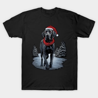 Cute Great Dane Christmas Lights Santa Hat Xmas Pajama T-Shirt